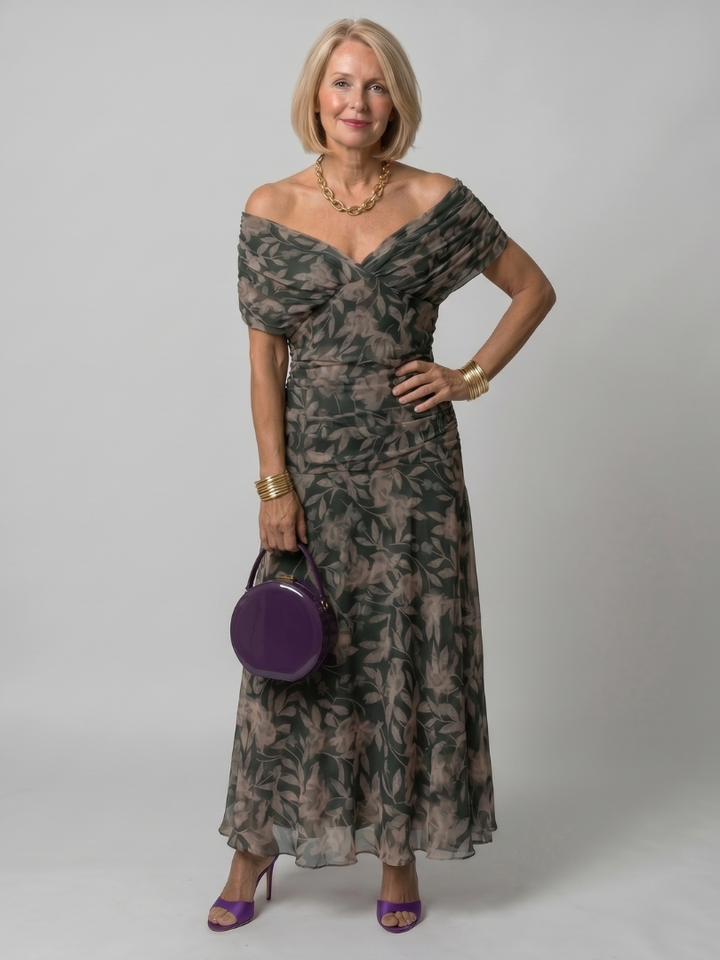 Calen | Vestito midi fluido con spalle scoperte