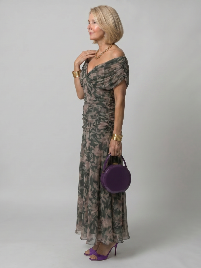 Calen | Vestito midi fluido con spalle scoperte