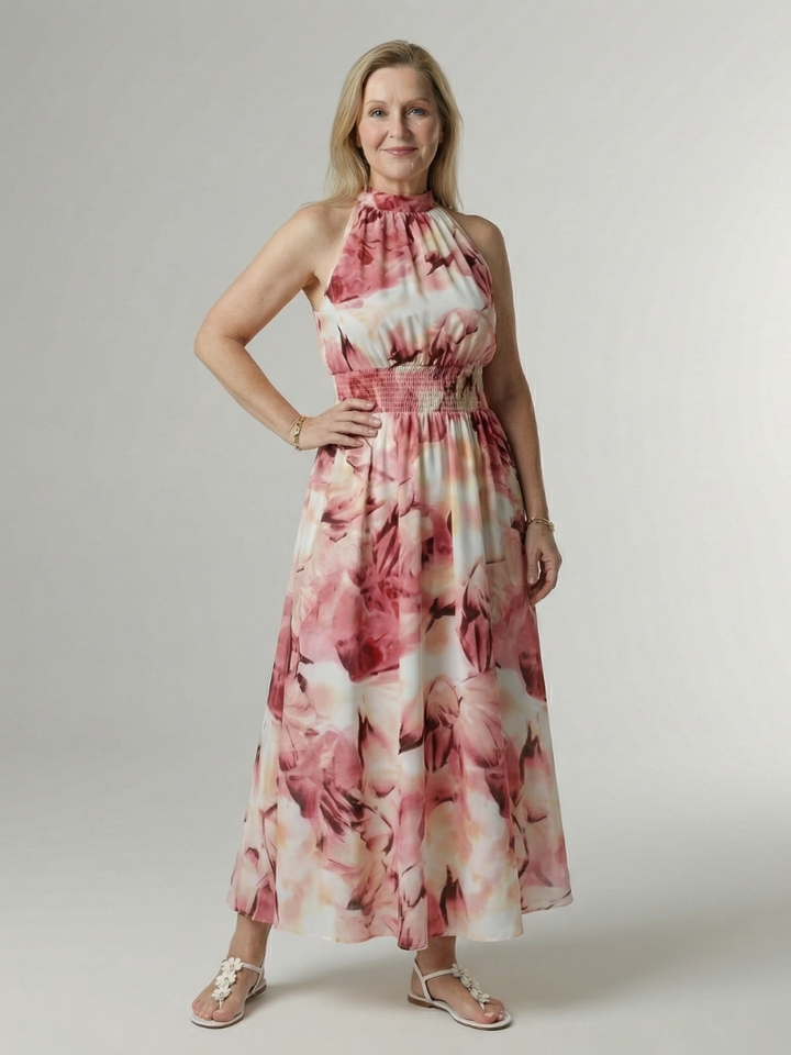 Sylin | Abito midi raccolto con scollo a halter