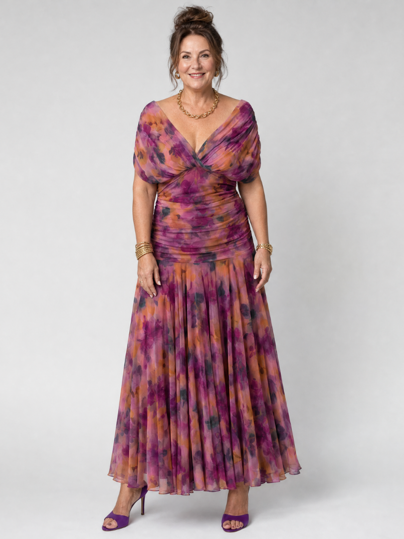 Calen | Vestito midi fluido con spalle scoperte