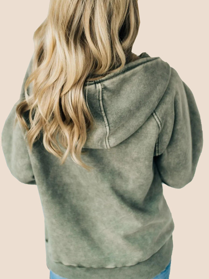 Women's 3/4 Zip Acid Washed Hoodie