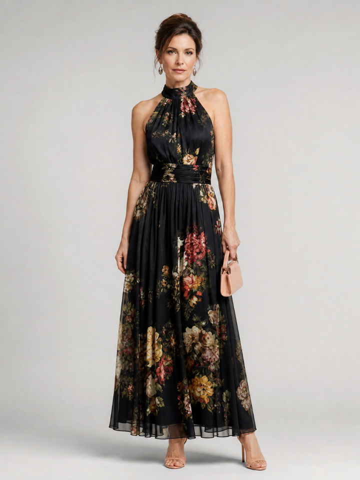 Sior | Vestito midi floreale con scollo a halter