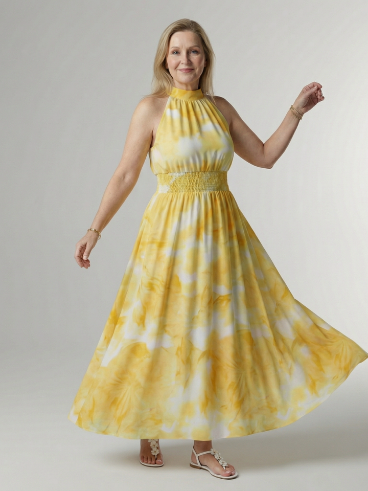 Sylin | Abito midi raccolto con scollo a halter