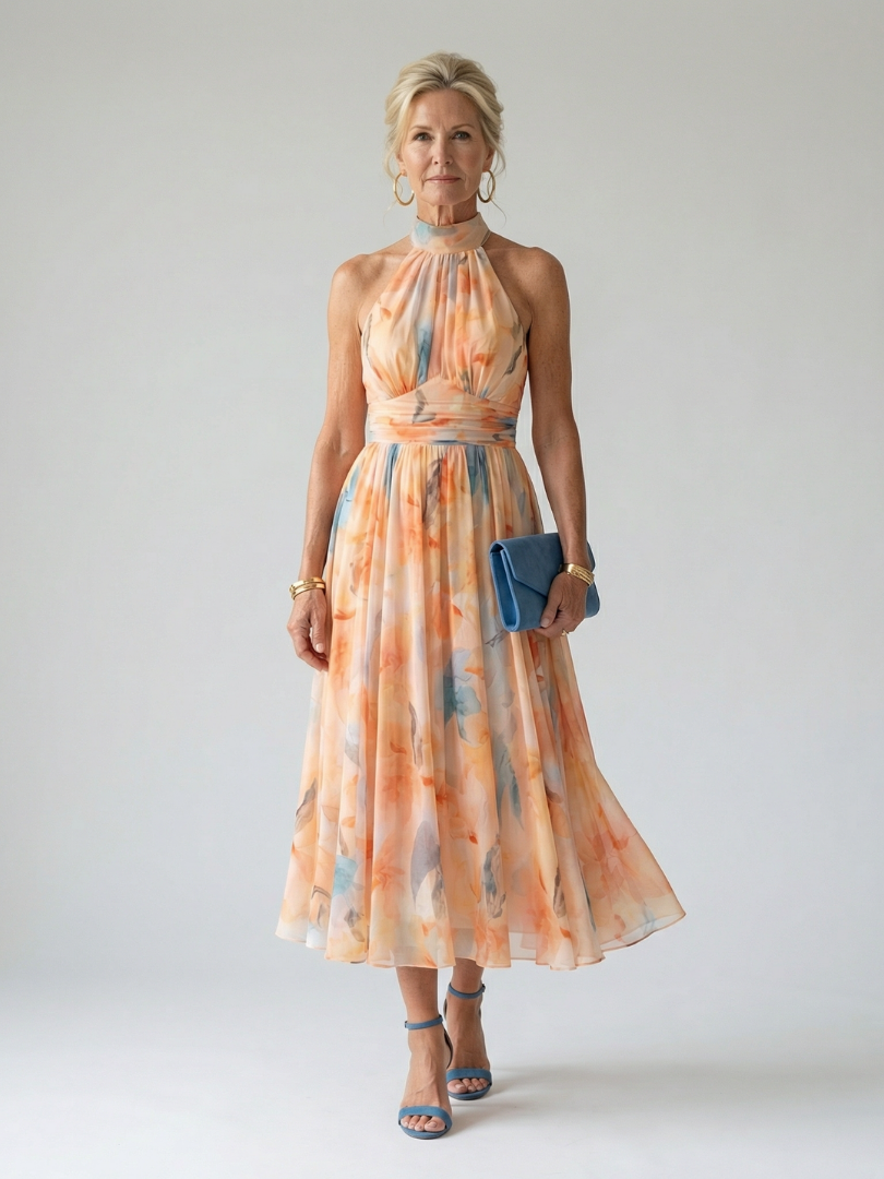 Elin | Abito midi morbido con scollo a halter