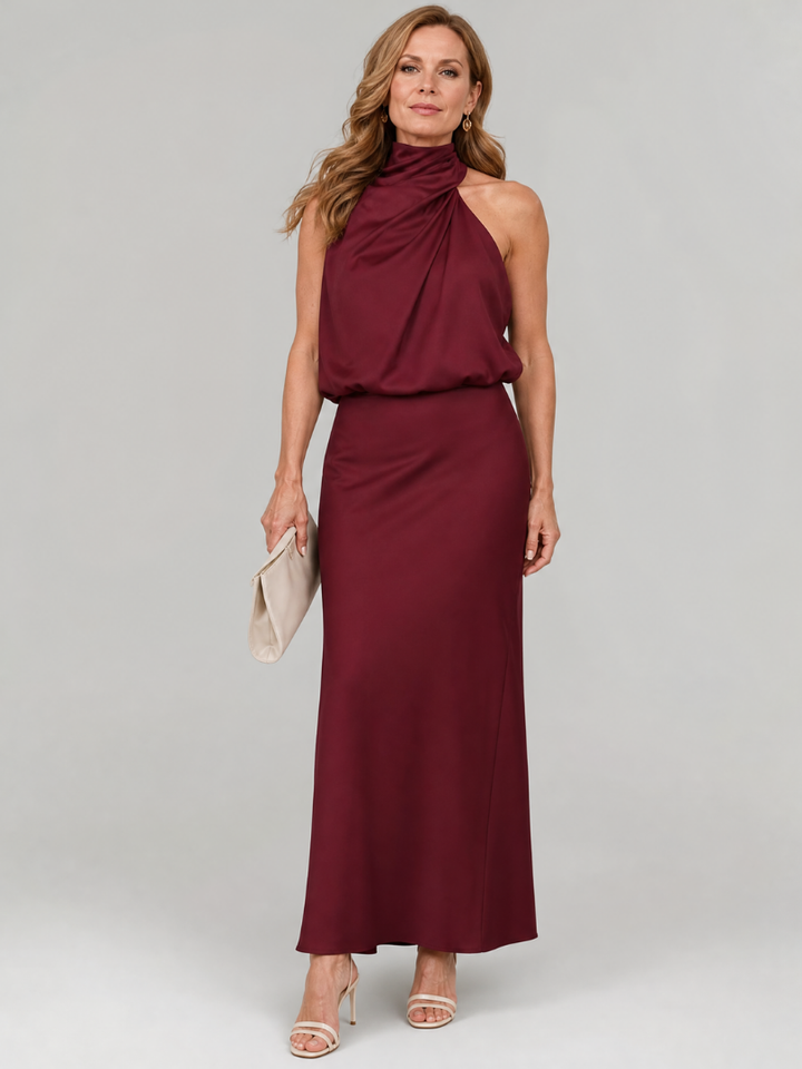 Nopal | Vestito midi senza maniche con scollo drappeggiato