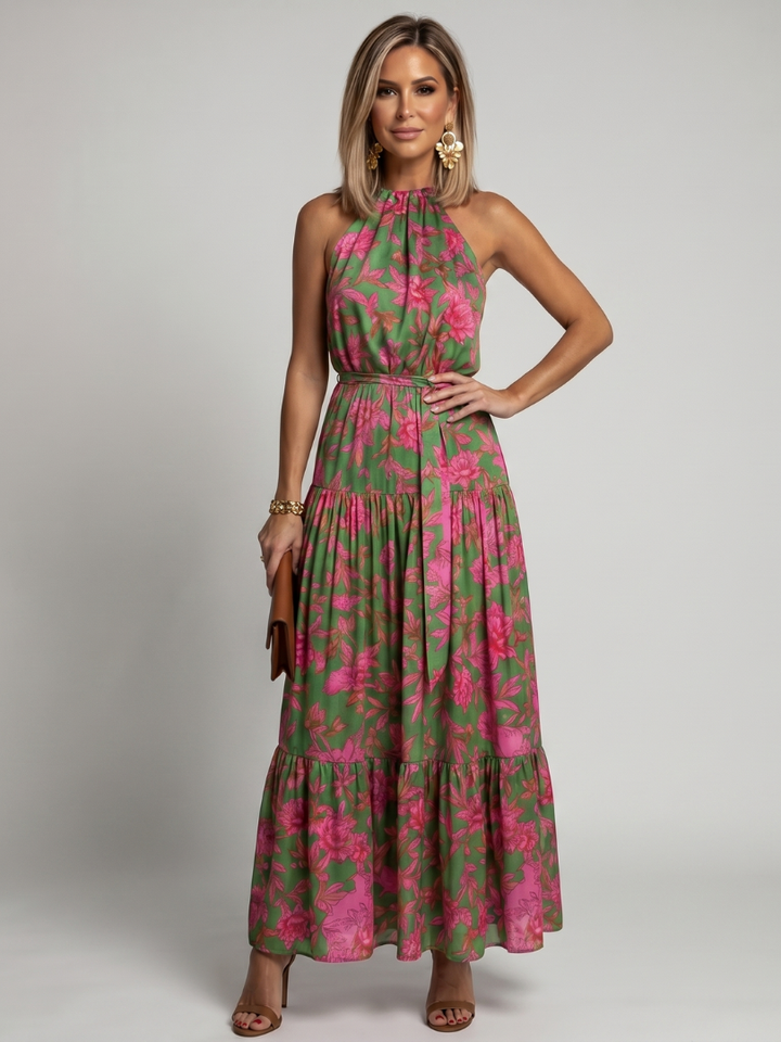 Rowen | Abito midi drappeggiato con scollo halterneck