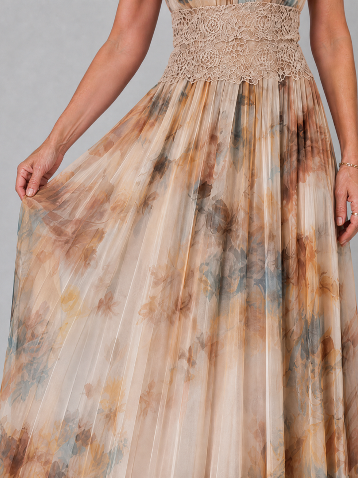 Elavenue | Vestito lungo maxi con scollo a halter e vita in pizzo