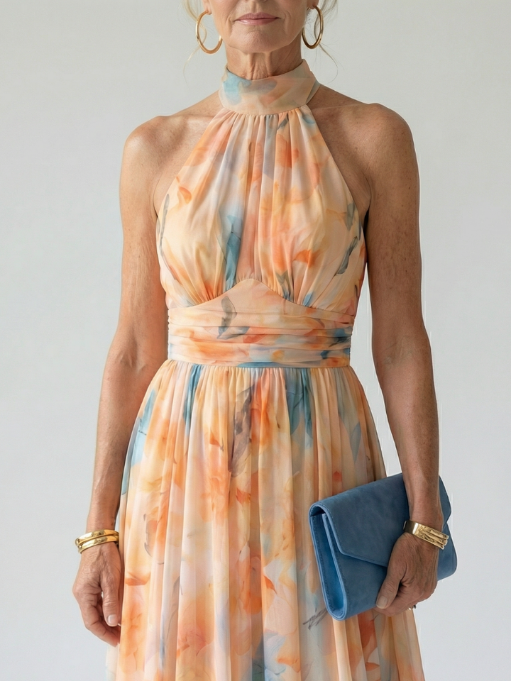 Elin | Abito midi morbido con scollo a halter