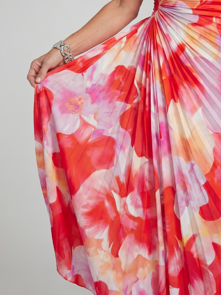 Taya | Vestito midi con corpetto plissettato a una spalla