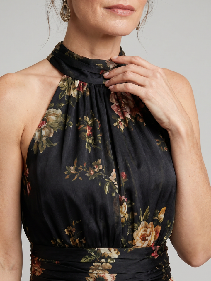 Sior | Vestito midi floreale con scollo a halter