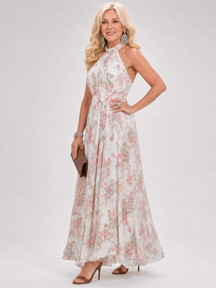 Guinevere | Abito midi a stampa floreale con gonna fluida