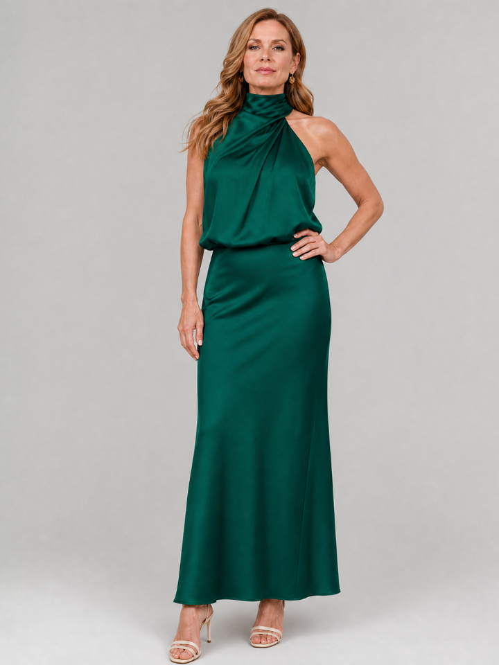 Nopal | Vestito midi senza maniche con scollo drappeggiato