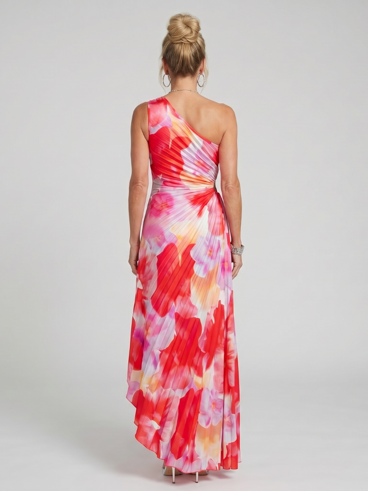 Taya | Vestito midi con corpetto plissettato a una spalla