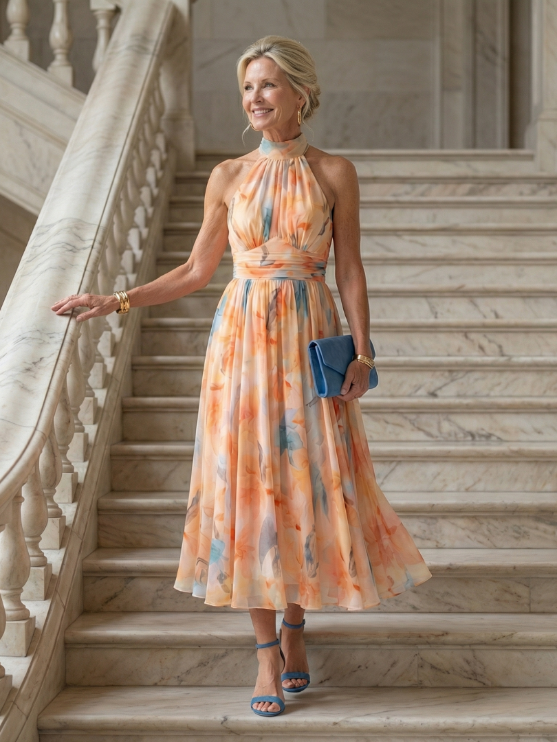 Elin | Abito midi morbido con scollo a halter