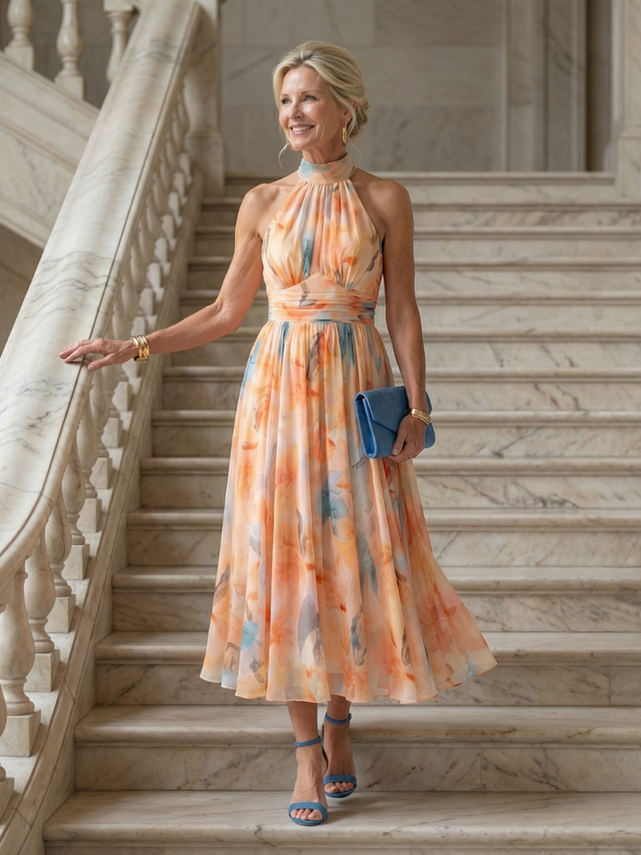 Elin | Abito midi morbido con scollo a halter