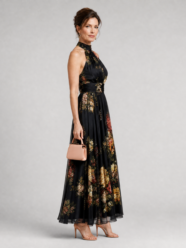 Sior | Vestito midi floreale con scollo a halter