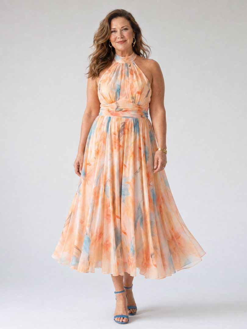 Elin | Abito midi morbido con scollo a halter