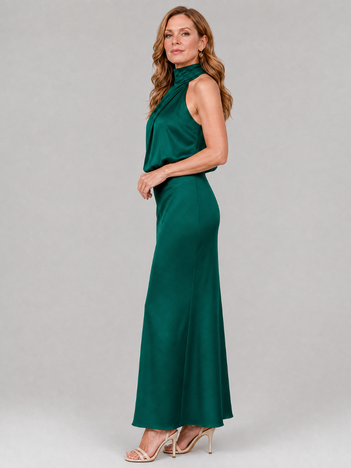 Nopal | Vestito midi senza maniche con scollo drappeggiato