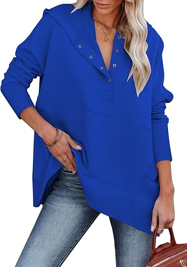 Women's Oversized Half Button Hoodie