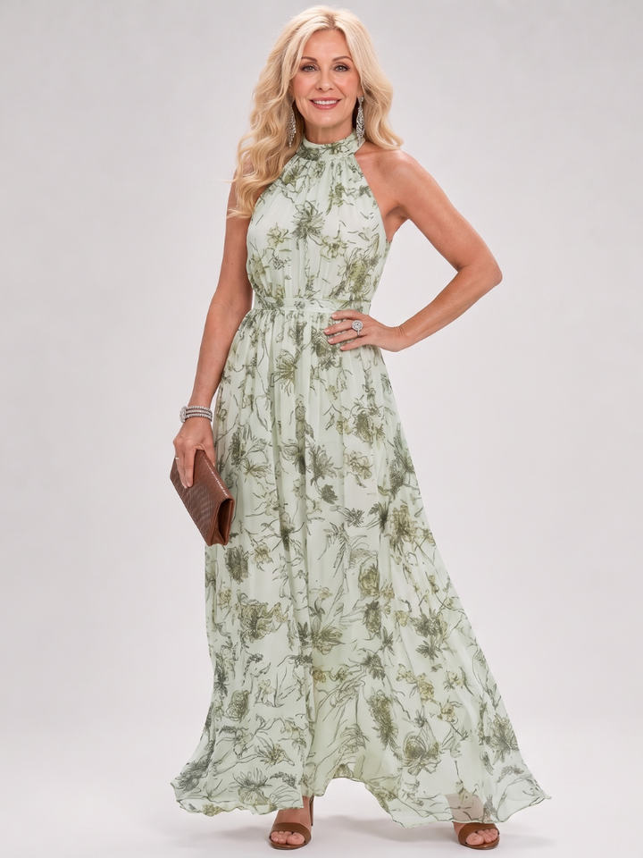Guinevere | Abito midi a stampa floreale con gonna fluida