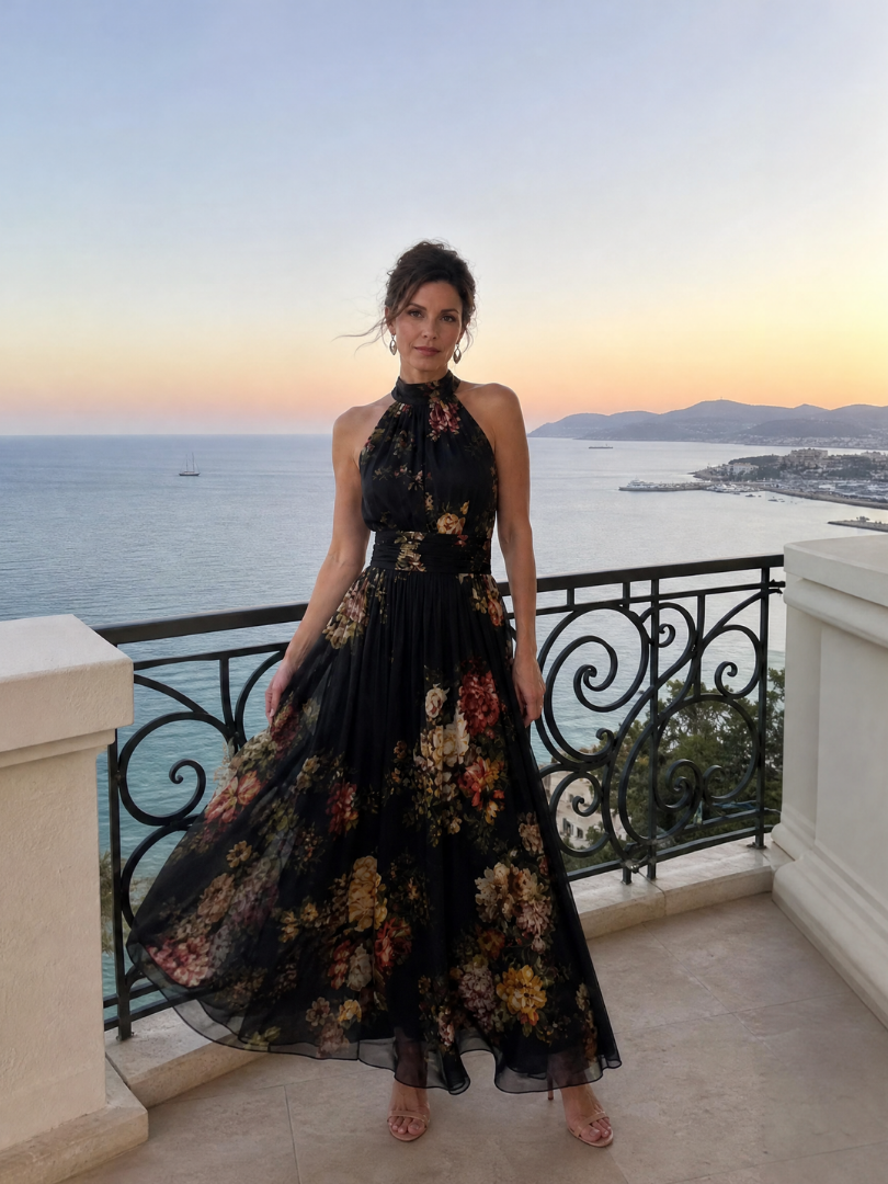 Sior | Vestito midi floreale con scollo a halter