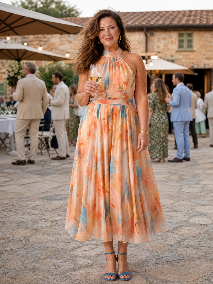 Elin | Abito midi morbido con scollo a halter