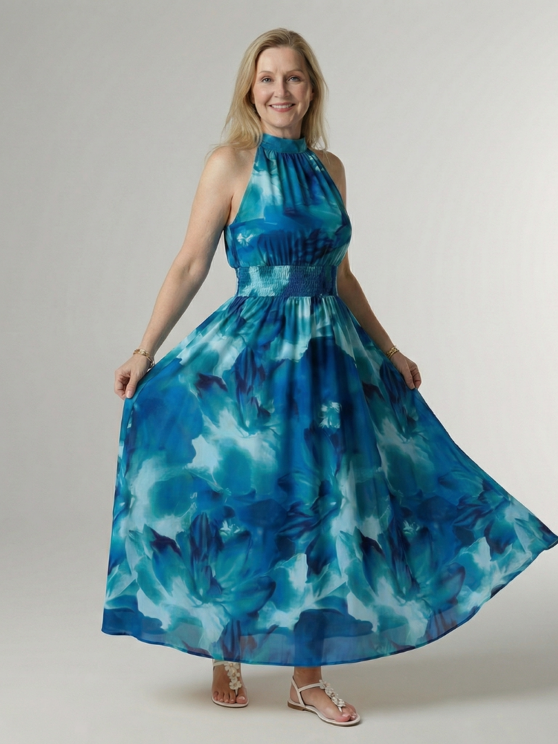 Sylin | Abito midi raccolto con scollo a halter