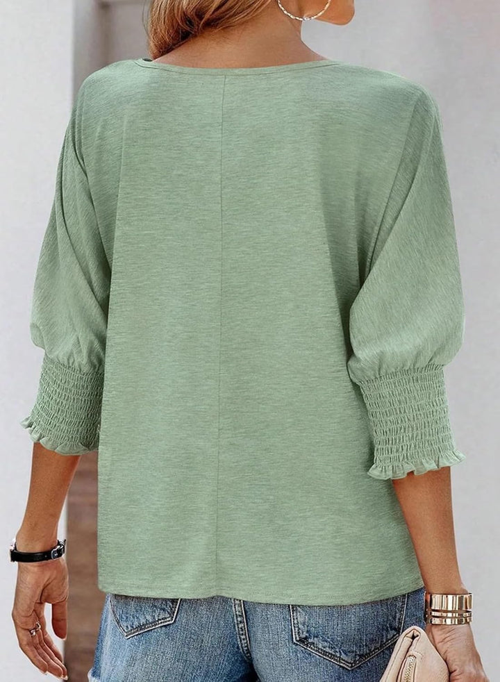 Women's Round Neck 3/4 Sleeve Basic T-Shirts
