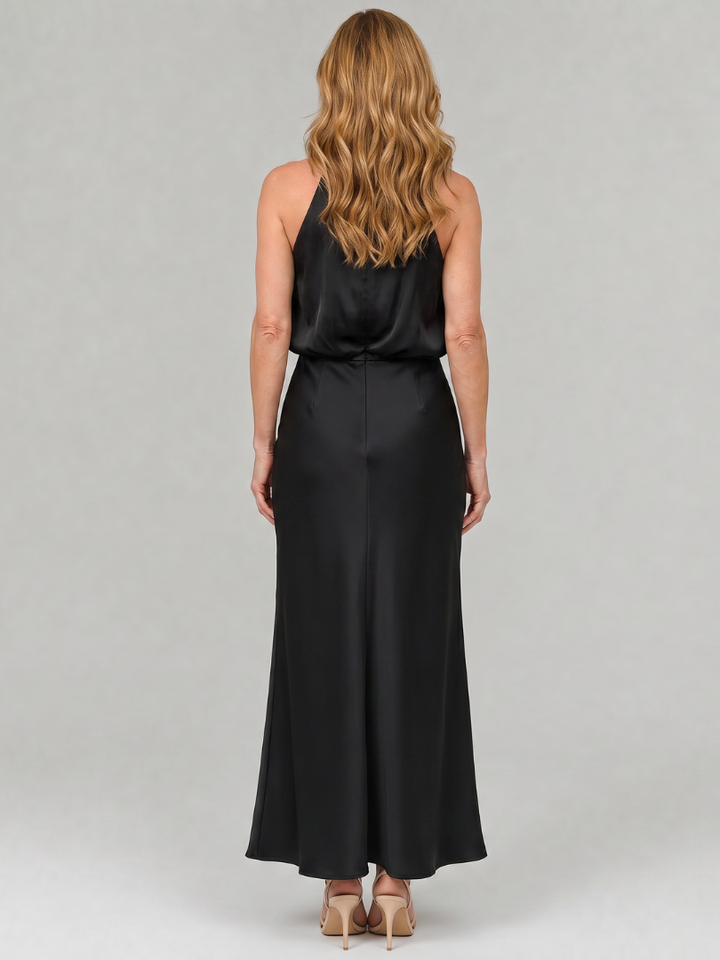 Nopal | Vestito midi senza maniche con scollo drappeggiato