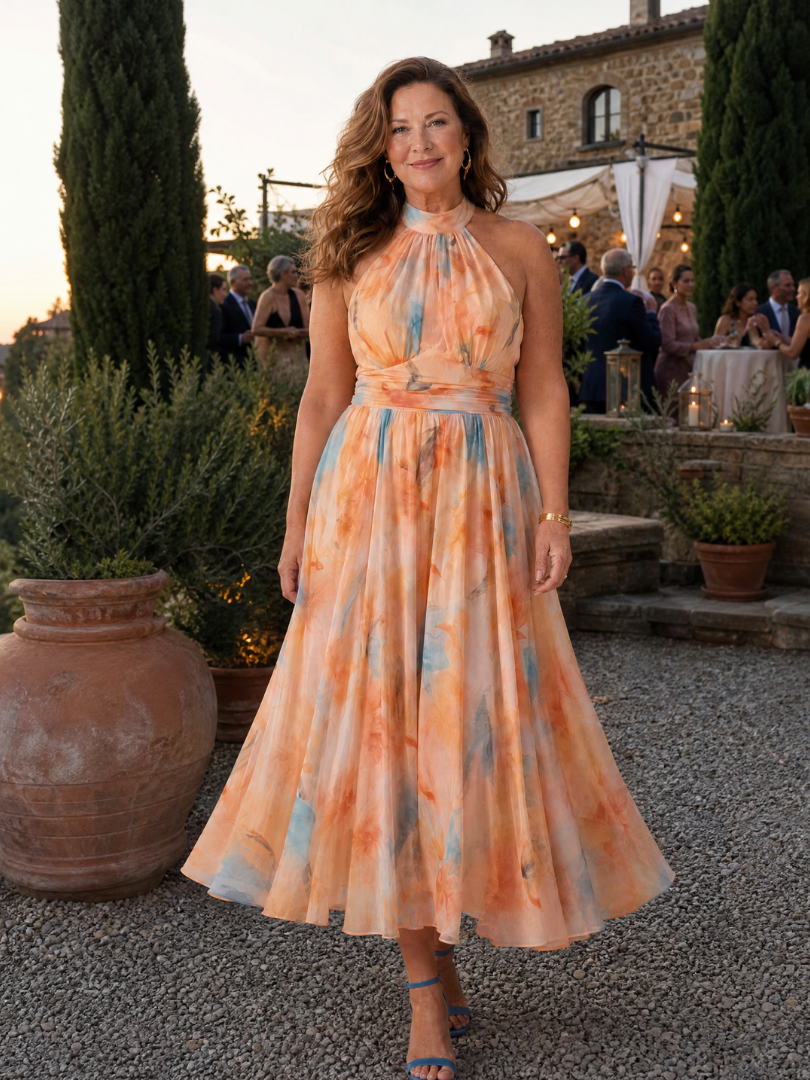 Elin | Abito midi morbido con scollo a halter