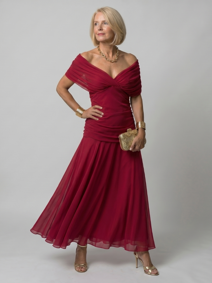 Calen | Vestito midi fluido con spalle scoperte