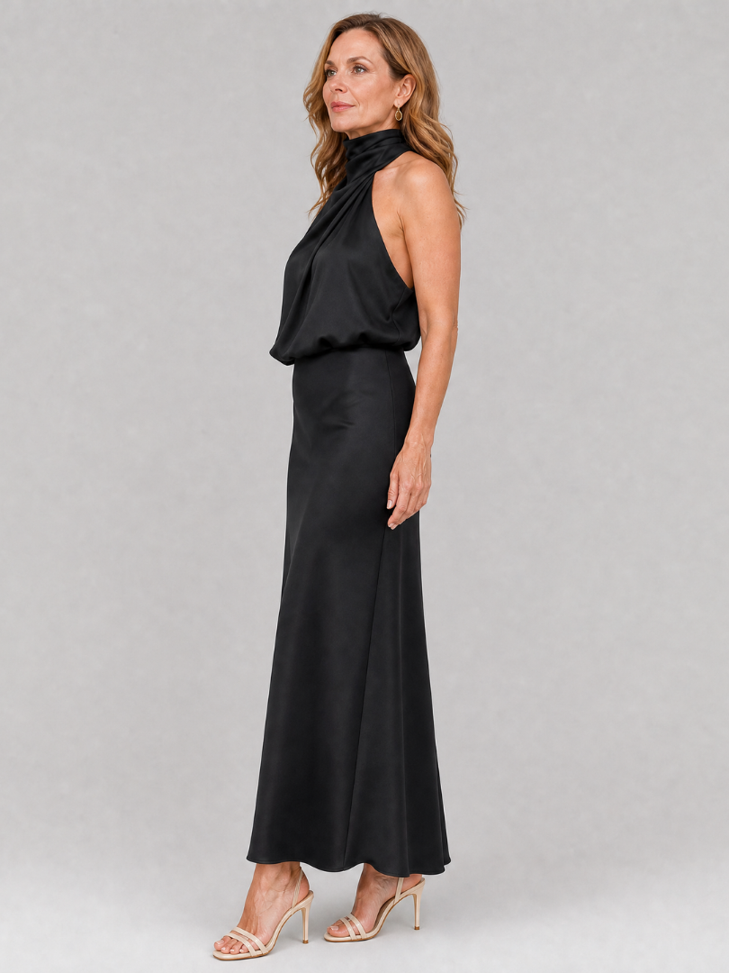 Nopal | Vestito midi senza maniche con scollo drappeggiato