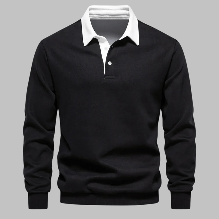 Contrast Collar Polo Sweater