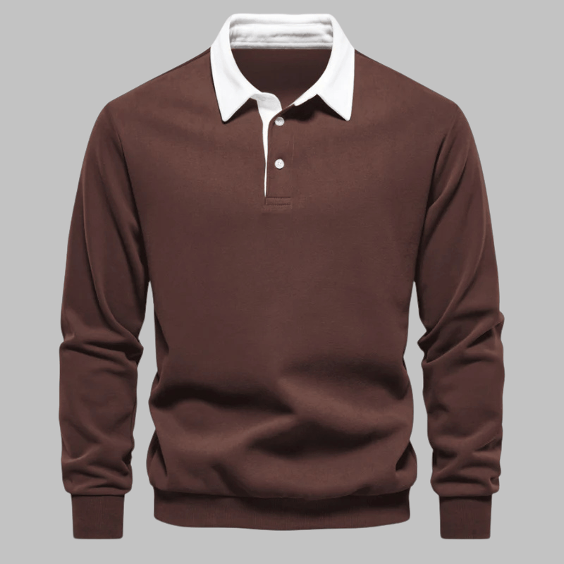 Contrast Collar Polo Sweater