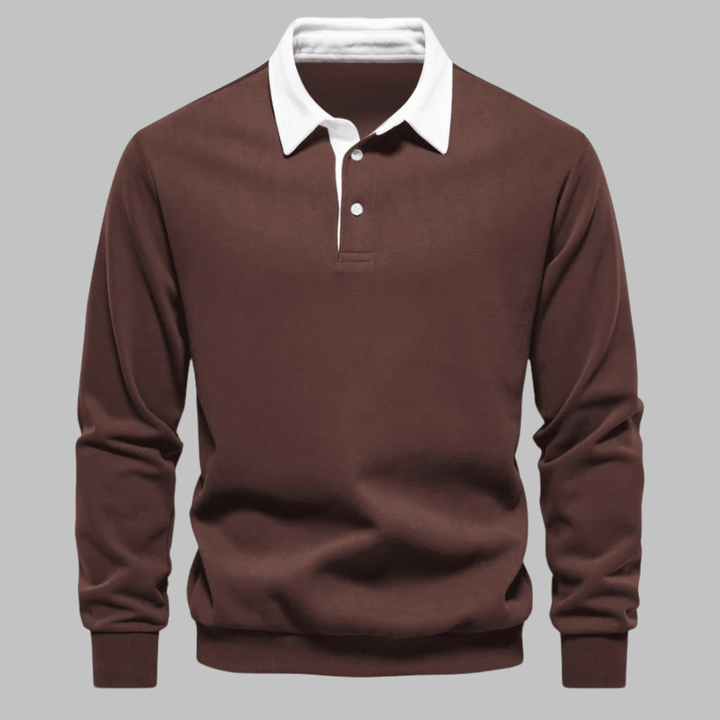 Contrast Collar Polo Sweater