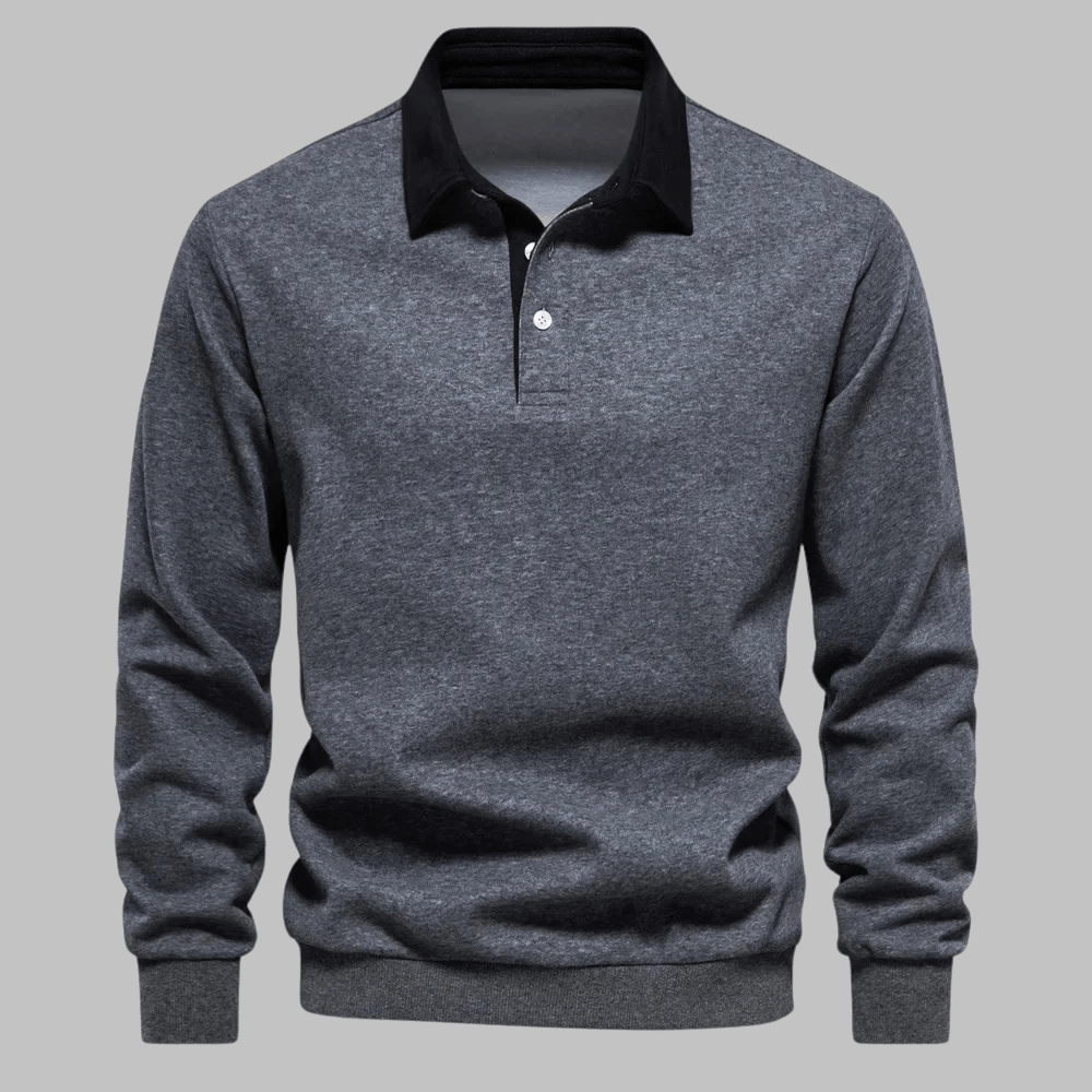 Contrast Collar Polo Sweater