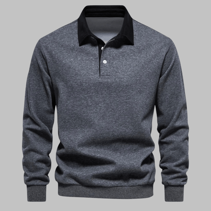 Contrast Collar Polo Sweater
