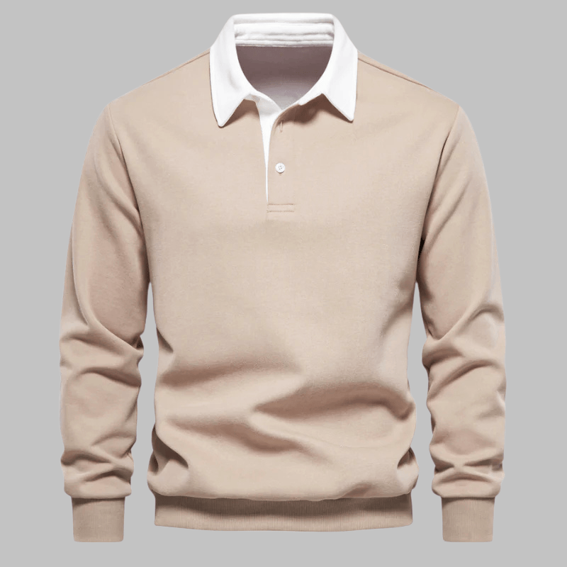 Contrast Collar Polo Sweater