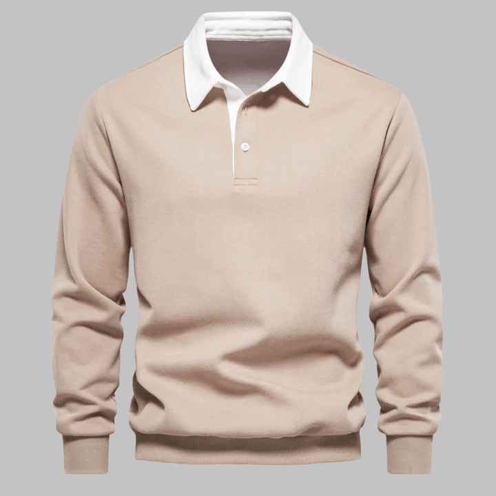 Contrast Collar Polo Sweater