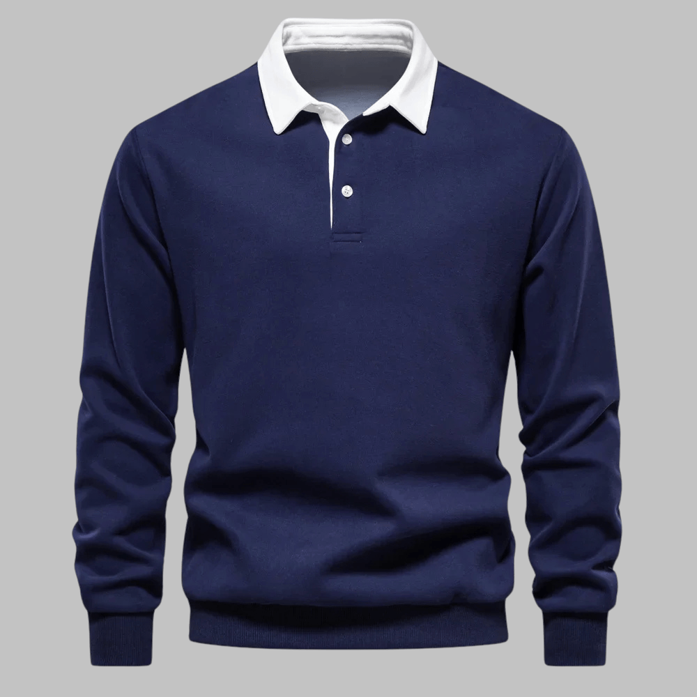 Contrast Collar Polo Sweater