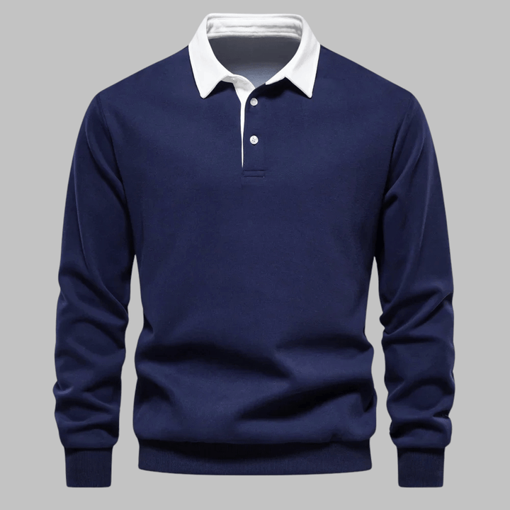 Contrast Collar Polo Sweater