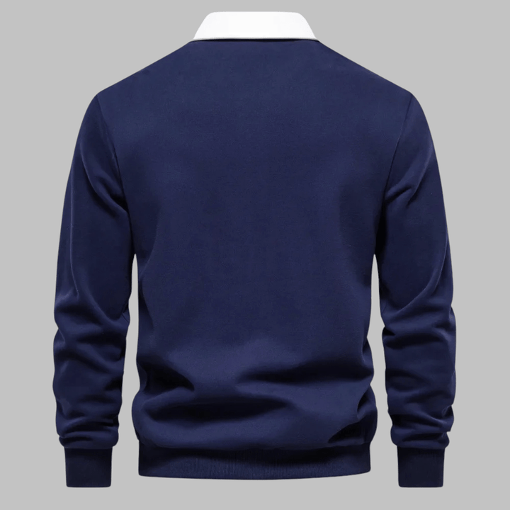 Contrast Collar Polo Sweater