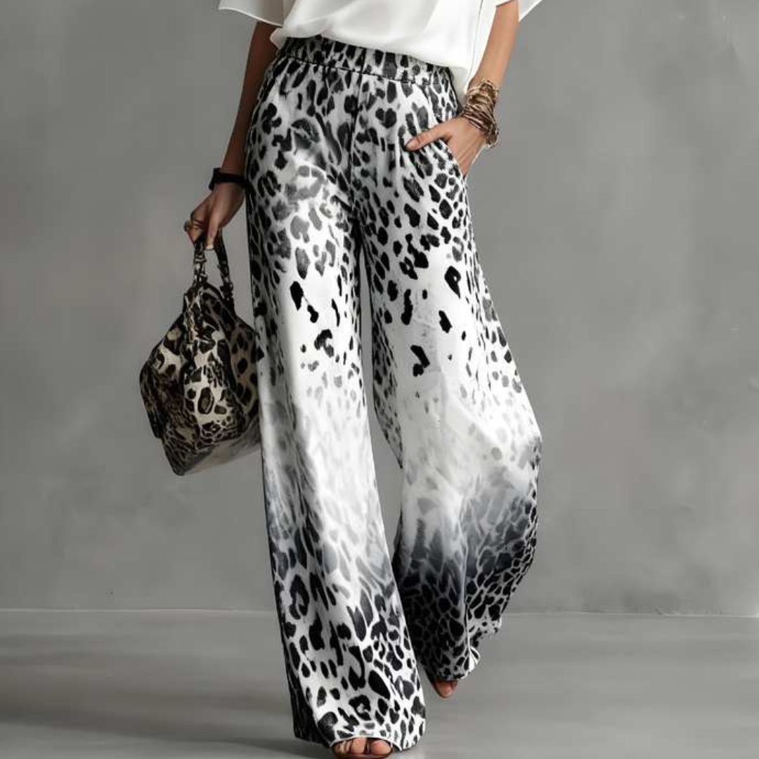 SET BLOUSE BIANCA E PANTALONI OMBRÉ LEOPARDATI