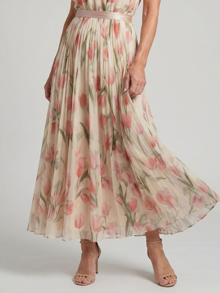 Aurelle | Vestito midi floreale con scollo a halter