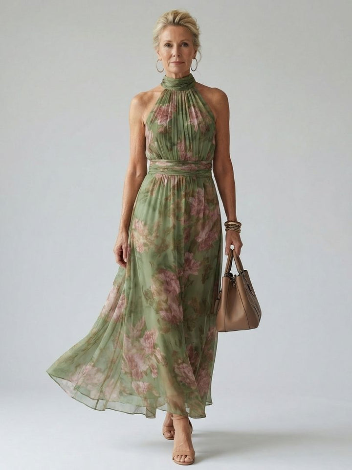Mirelle | Abito midi con scollo all'halter e arricciatura