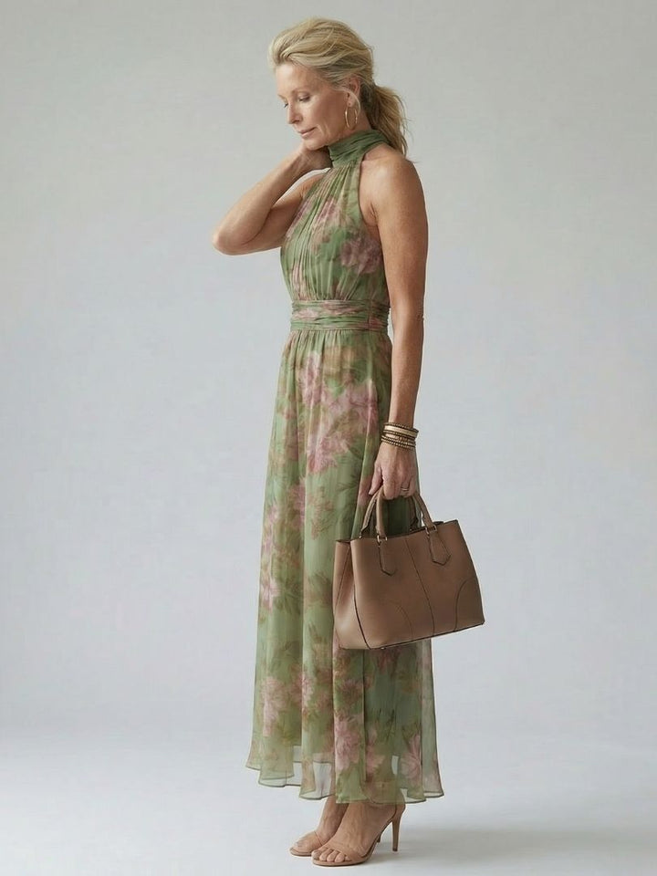 Mirelle | Abito midi con scollo all'halter e arricciatura