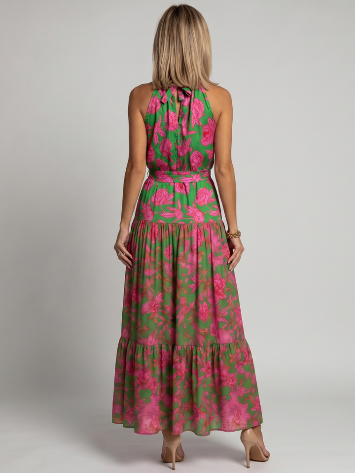 Rowen | Abito midi drappeggiato con scollo halterneck