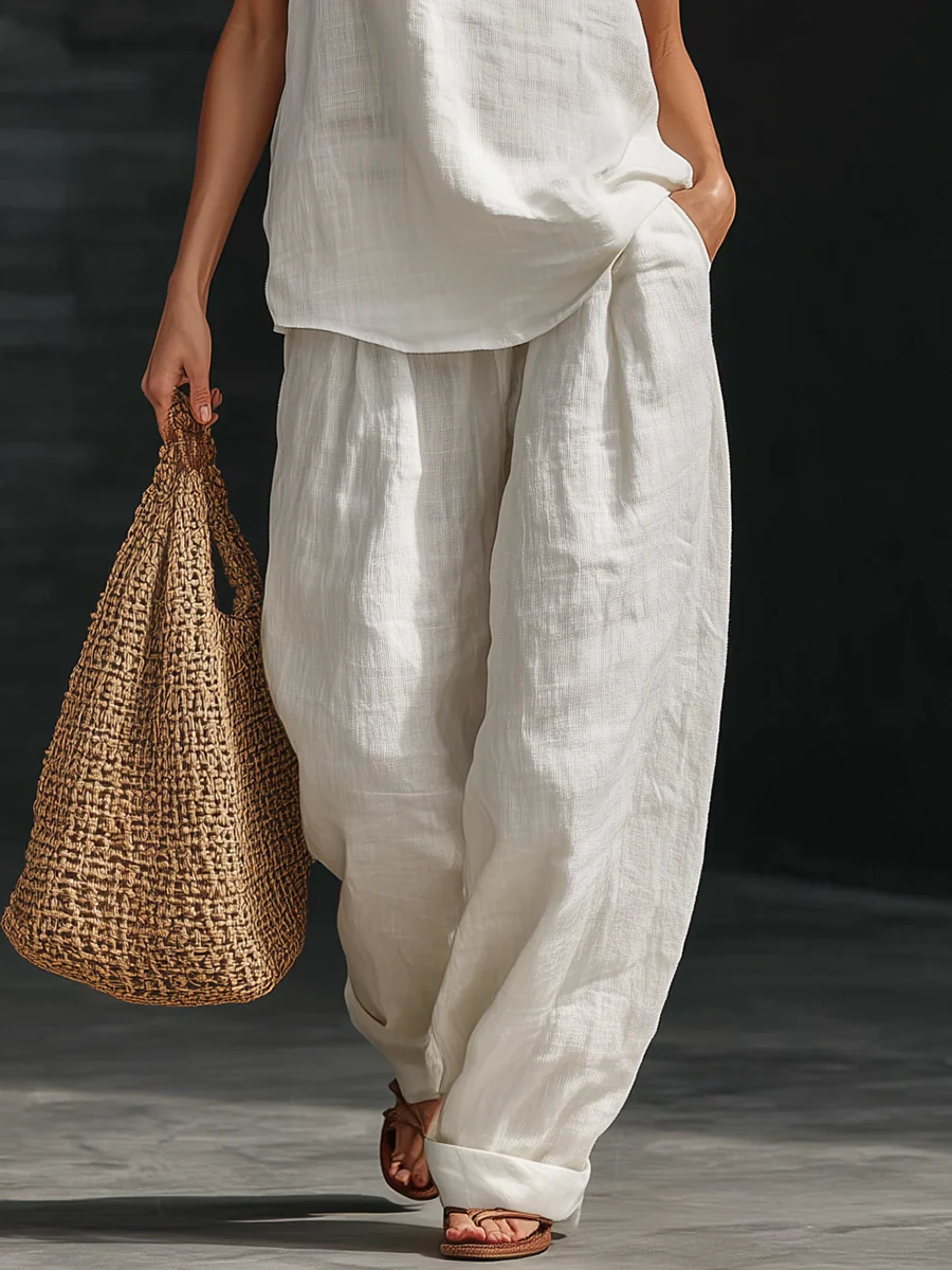 Carlotta - Set elegante senza maniche con pantaloni ampi