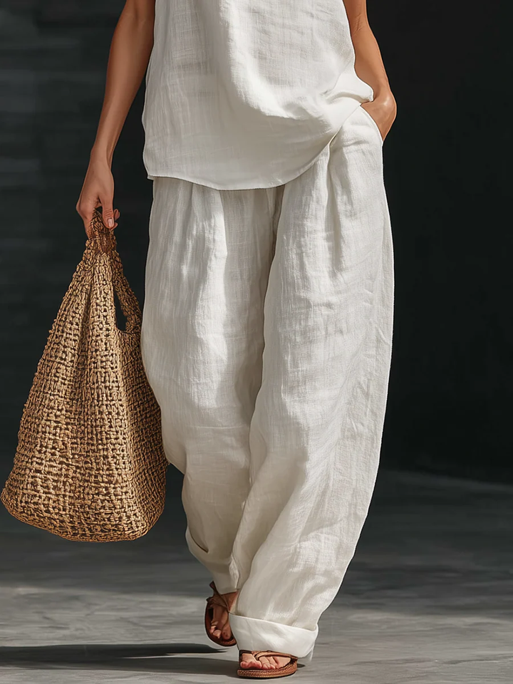 Carlotta - Set elegante senza maniche con pantaloni ampi