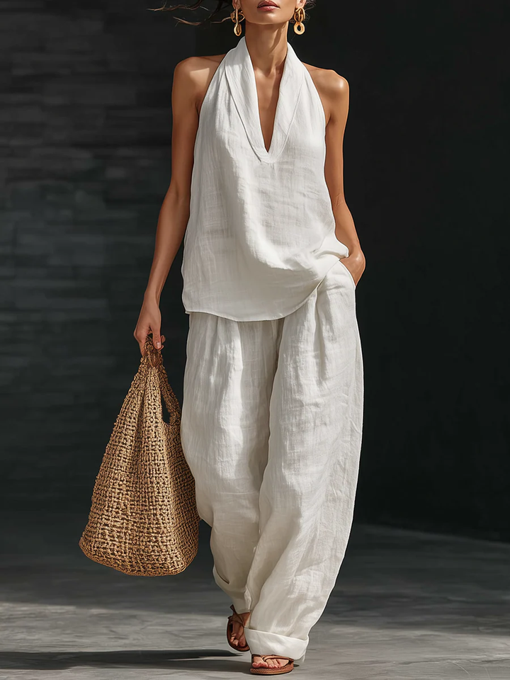 Carlotta — Set elegante senza maniche con pantaloni ampi